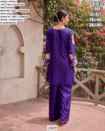 Buy Elegant Mul Chanderi Embroidery And Handwork Kurti With Plazo And Dupatta