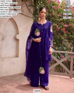 Buy Elegant Mul Chanderi Embroidery And Handwork Kurti With Plazo And Dupatta
