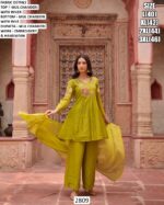 Buy Elegant Mul Chanderi Embroidery And Handwork Kurti With Plazo And Dupatta