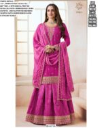 Monga Silk Wedding Wear Three-Piece Salwar Suit With Printed Bemberg Chiffon Dupatta