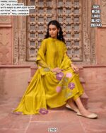 Our Three-Piece Mul Chanderi Applique Work Designer Suit Set For Women