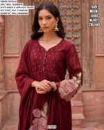 Our Three-Piece Mul Chanderi Applique Work Designer Suit Set For Women
