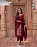 Our Three-Piece Mul Chanderi Applique Work Designer Suit Set For Women