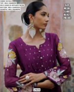 Buy Elegant Mul Chanderi Embroidery And Handwork Kurti With Plazo And Dupatta