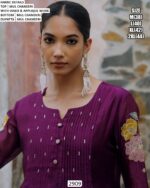 Buy Elegant Mul Chanderi Embroidery And Handwork Kurti With Plazo And Dupatta