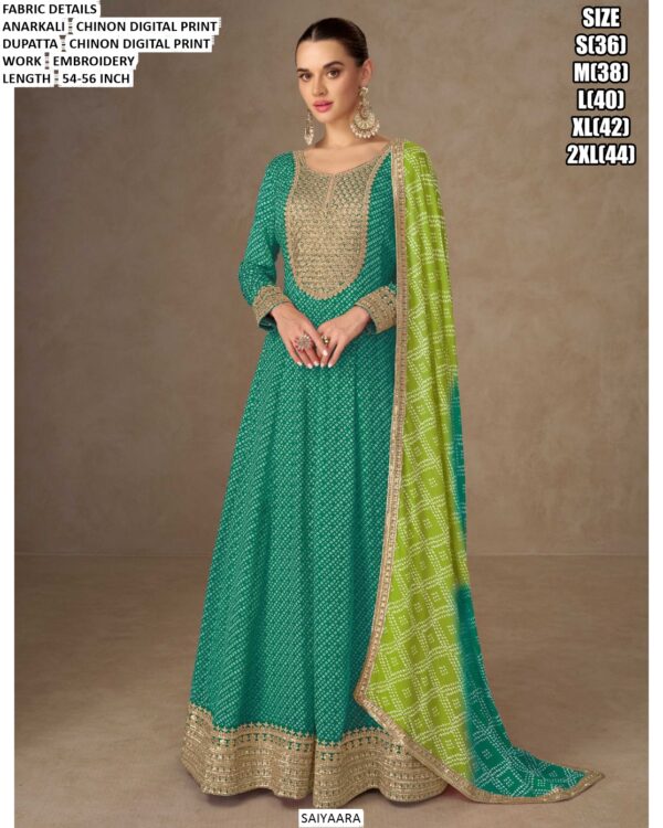Wedding Special Stitched Chinon Designer Gown With Contrast Dupatta - Ethnicrang