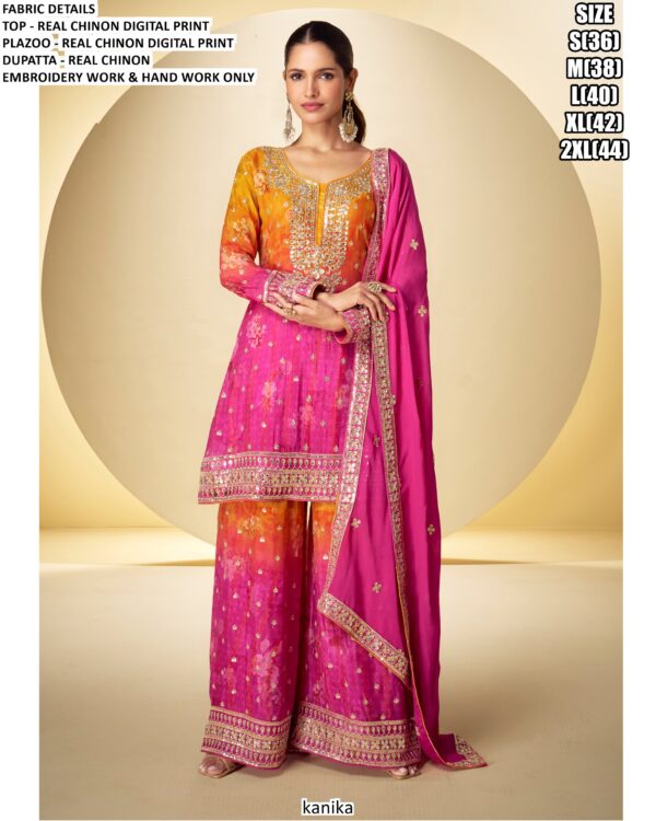 Ready To Wear Beautiful Designer Chinon Silk Pakistani Style Salwar Kameez Suit For Women