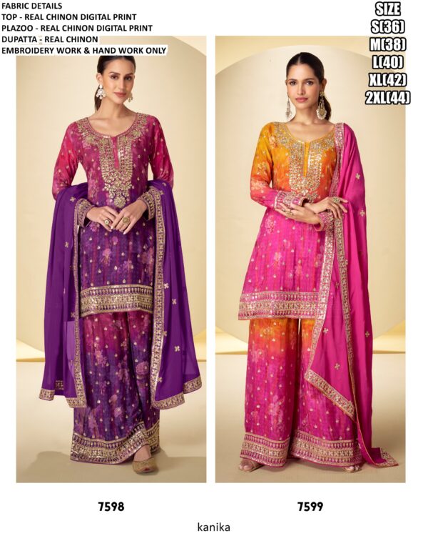 Ready To Wear Beautiful Designer Chinon Silk Pakistani Style Salwar Kameez Suit For Women