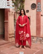 Our Three-Piece Mul Chanderi Applique Work Designer Suit Set For Women