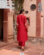 Our Three-Piece Mul Chanderi Applique Work Designer Suit Set For Women