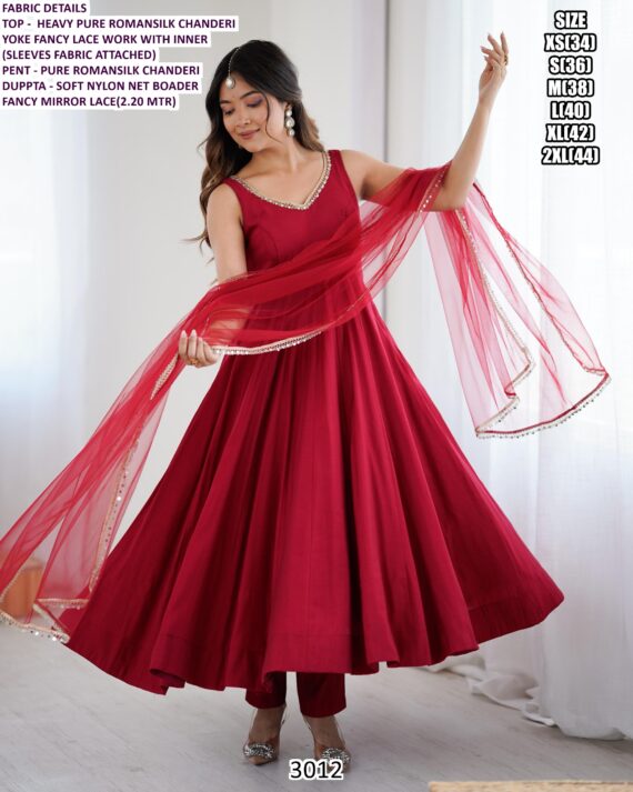 Beautiful Three-Piece Anarkali Suits Collection Crafted In Heavy Pure Roman Silk Chanderi