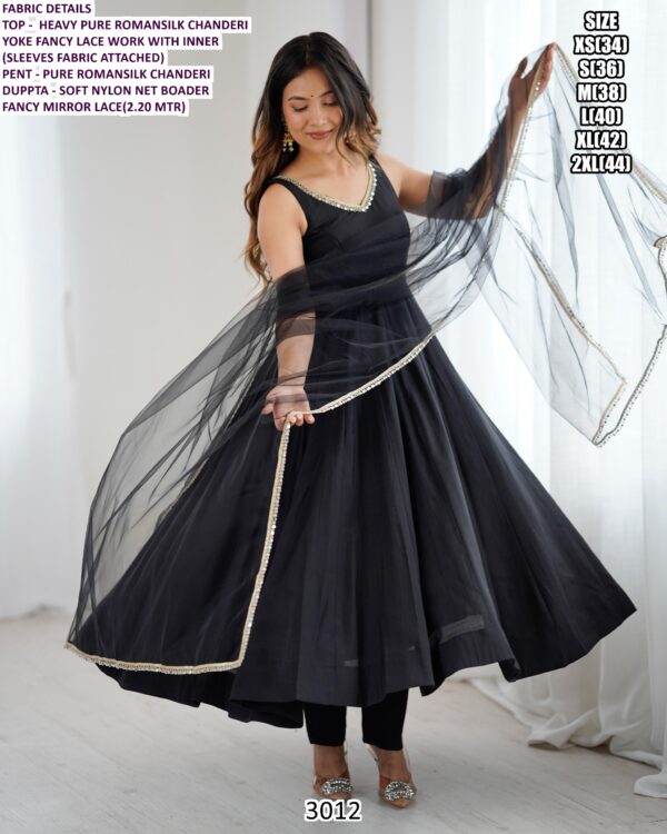 Beautiful Three-Piece Anarkali Suits Collection Crafted In Heavy Pure Roman Silk Chanderi