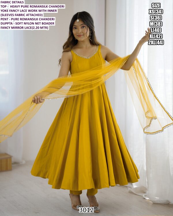 Beautiful Three-Piece Anarkali Suits Collection Crafted In Heavy Pure Roman Silk Chanderi