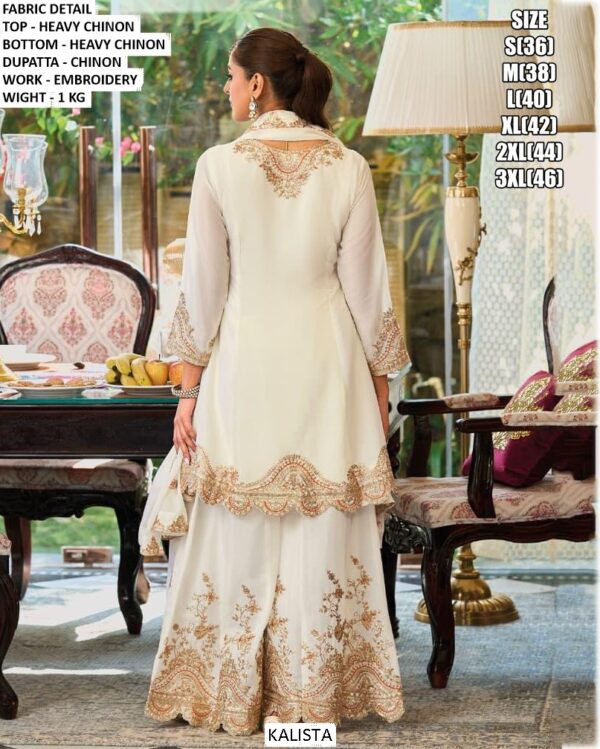 Wedding Wear Heavy Chinon Embroidered Sets Of Three Beautiful Salwar Kameez Suits