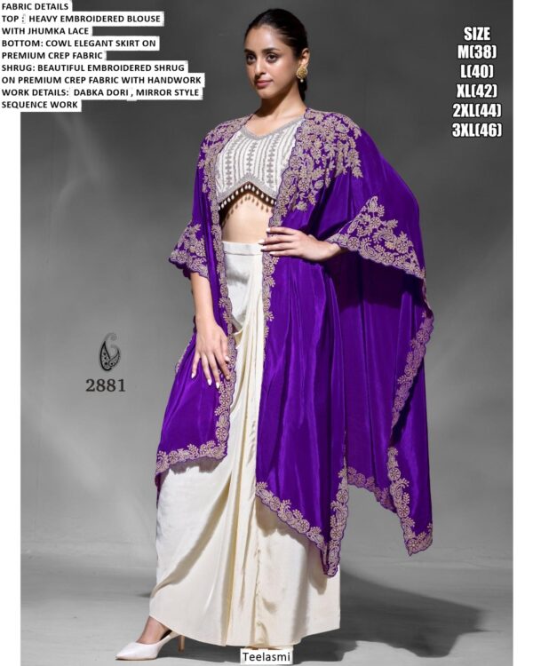 Cocktail Party Wear Premium Crepe Beautiful Embroidery And Hand Worked Women's Indo-Westerns