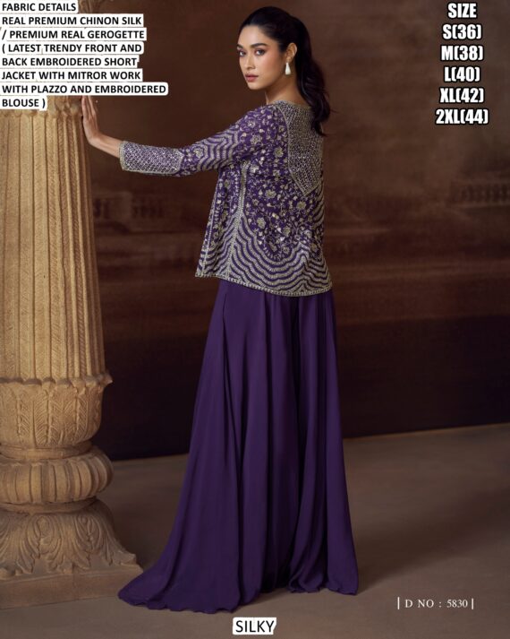Chinon Silk Exclusive Readymade Indo-Western Collection (Partywear Three-Piece Catalogue)
