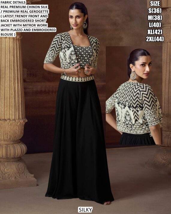 Chinon Silk Exclusive Readymade Indo-Western Collection (Partywear Three-Piece Catalogue)