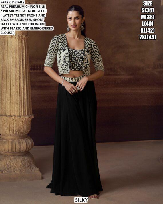 Chinon Silk Exclusive Readymade Indo-Western Collection (Partywear Three-Piece Catalogue)
