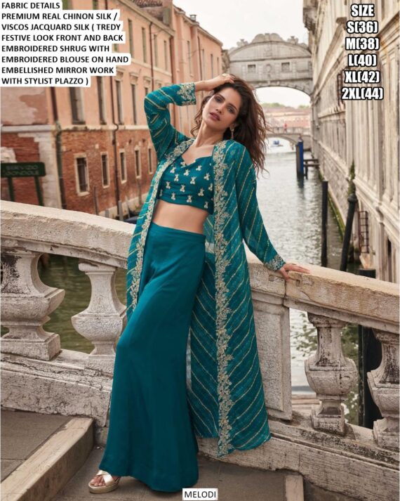 Ready To Wear Stunning Embroidered Women's Indo-Western Suits For Trendy Wedding Look