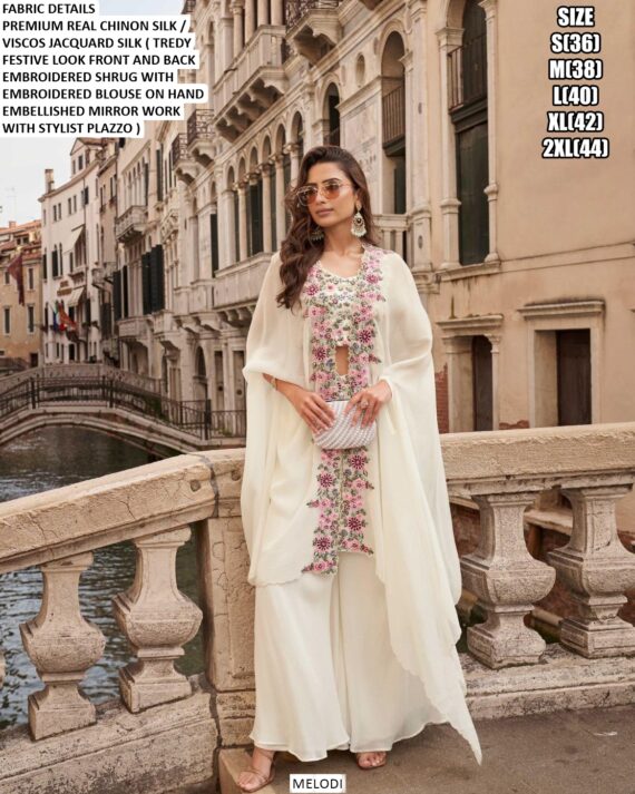 Ready To Wear Stunning Embroidered Women's Indo-Western Suits For Trendy Wedding Look