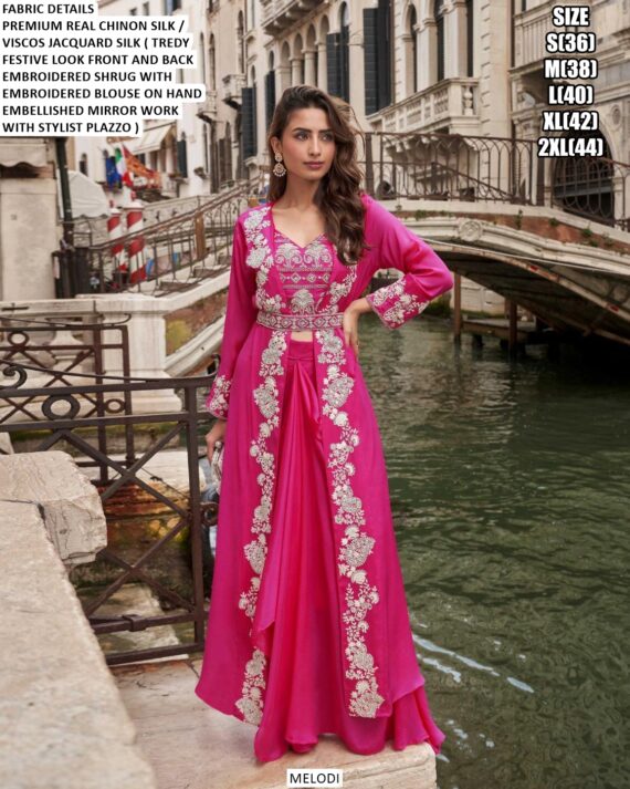 Ready To Wear Stunning Embroidered Women's Indo-Western Suits For Trendy Wedding Look