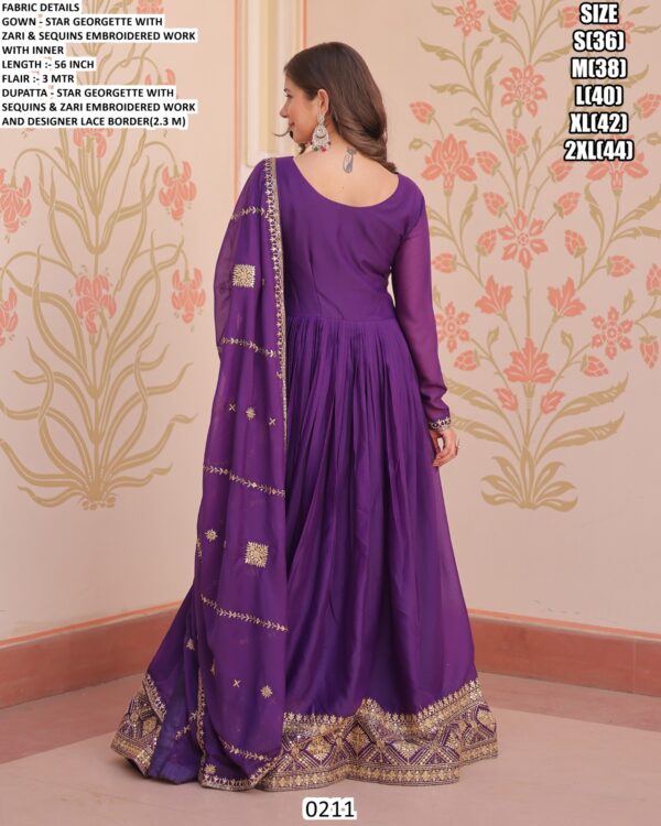 Readymade Star Georgette Ethnic Designer Party Wear Gown With Dupatta For Ladies