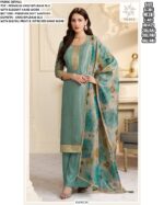 Party Style Premium Kanchipuram Silk Hand Worked Beautiful Un-Stitched Salwar Suits