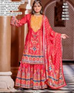 Buy Our New Exclusive Designer Pure Crepe Silk Sharara Style Pakistani Salwar Kameez