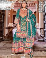 Buy Our New Exclusive Designer Pure Crepe Silk Sharara Style Pakistani Salwar Kameez