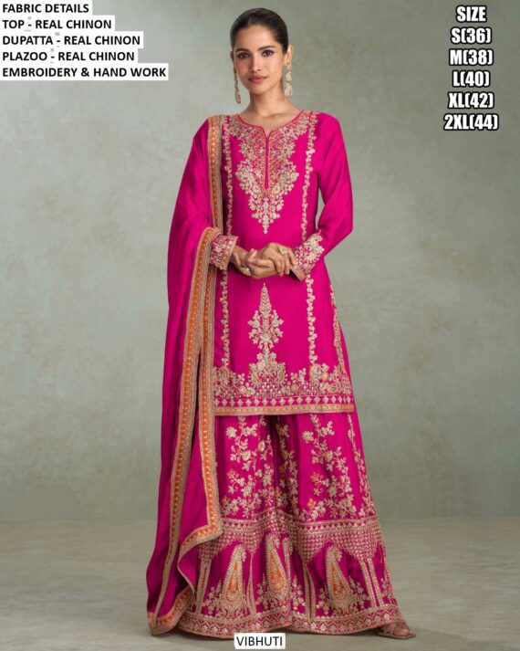 Buy This Party Wear Chinon Heavy Embroidery Designer Readymade Salwar Kameez (Plazo Style Suits)