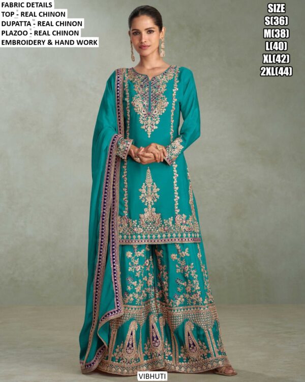 Buy This Party Wear Chinon Heavy Embroidery Designer Readymade Salwar Kameez (Plazo Style Suits)
