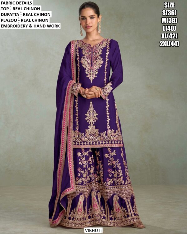 Buy This Party Wear Chinon Heavy Embroidery Designer Readymade Salwar Kameez (Plazo Style Suits)