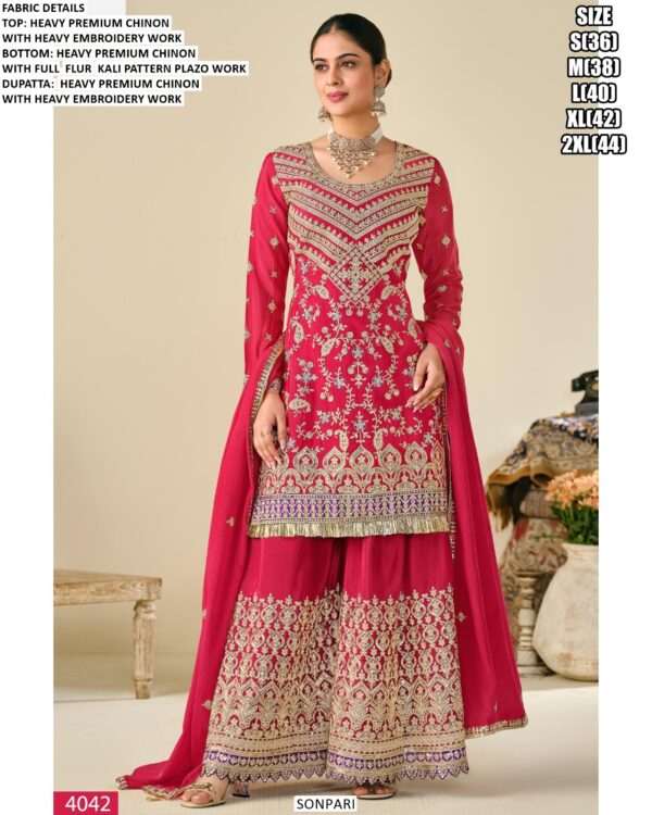 Heavy Premium Chinon Embroidered Festive And Wedding Ready To Wear Salwar Kameez