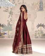 Viscose Jacquard Silk Embroidered Ready To Wear Anarkali Style Long Gown Collection 2025