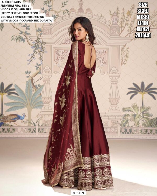 Viscose Jacquard Silk Embroidered Ready To Wear Anarkali Style Long Gown Collection 2025