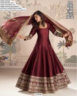Viscose Jacquard Silk Embroidered Ready To Wear Anarkali Style Long Gown Collection 2025