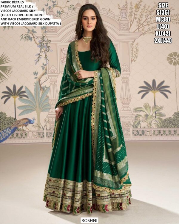 Viscose Jacquard Silk Embroidered Ready To Wear Anarkali Style Long Gown Collection 2025