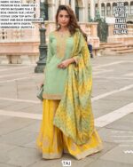 Simar Silk Jacquard Trending Designer Full-Stitched Wedding Wear Plazo Dresses (Latest Catalogue)