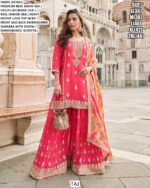 Simar Silk Jacquard Trending Designer Full-Stitched Wedding Wear Plazo Dresses (Latest Catalogue)