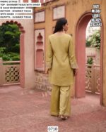 Occasion Wear Shimmer Tissue Hand Embroidered Light Yellow Colour Co-ord Set With Dupatta