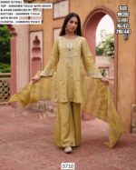 Occasion Wear Shimmer Tissue Hand Embroidered Light Yellow Colour Co-ord Set With Dupatta