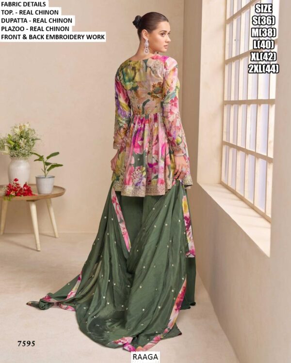 Unique Chinon Designer Party Wear Peplum Plazo Dresses (Latest Catalogue - Raaga)