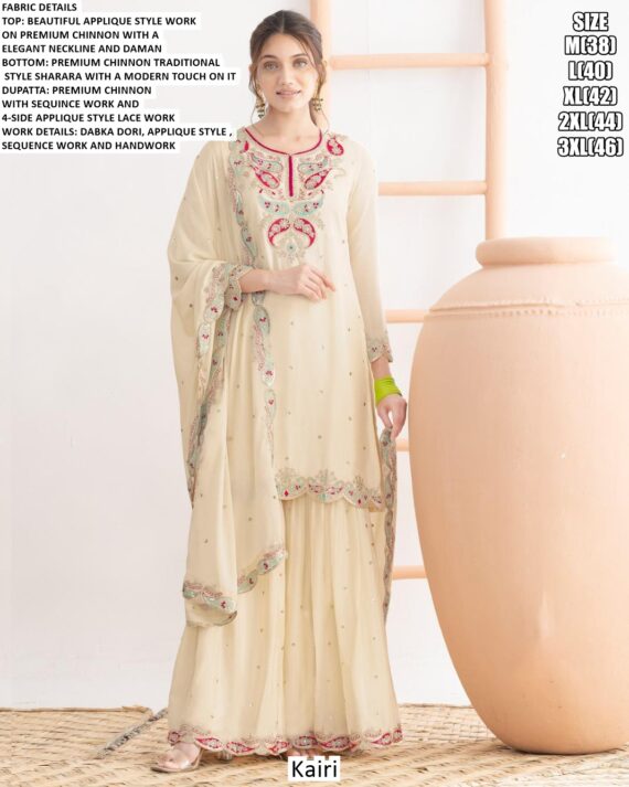 Beautiful Applique Style Work Premium Chinon Party Wear Stitched Salwar Suits For Women