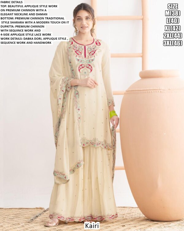 Beautiful Applique Style Work Premium Chinon Party Wear Stitched Salwar Suits For Women