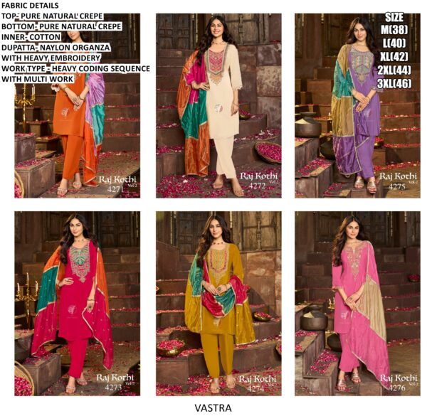 Natural Crape Multi Thread Worked Readymade Festival Kurti Set In Different Six Designs