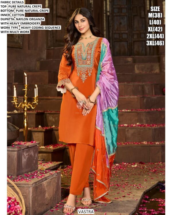 Natural Crape Multi Thread Worked Readymade Festival Kurti Set In Different Six Designs