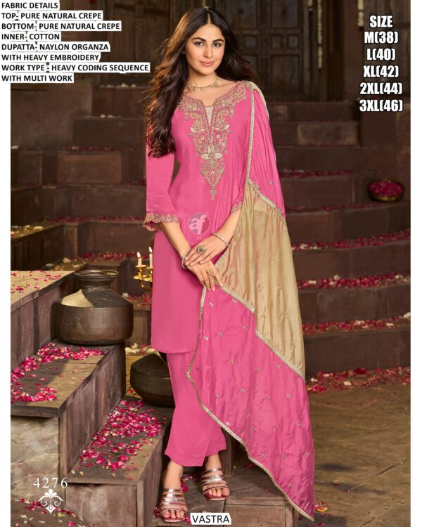 Natural Crape Multi Thread Worked Readymade Festival Kurti Set In Different Six Designs