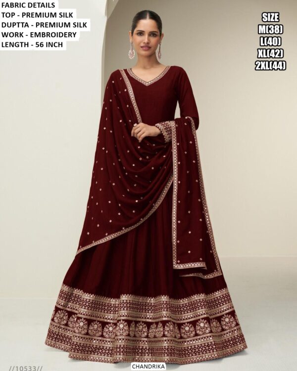 Introducing A Readymade Premium Silk Embroidered Gown Sets Designed For Elegant Celebrations