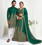 Presenting Wedding Wear Designer Semi-Stitched Lehenga Choli With Men's Kurta (Only) Collection
