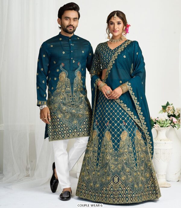 Presenting Wedding Wear Designer Semi-Stitched Lehenga Choli With Men's Kurta (Only) Collection